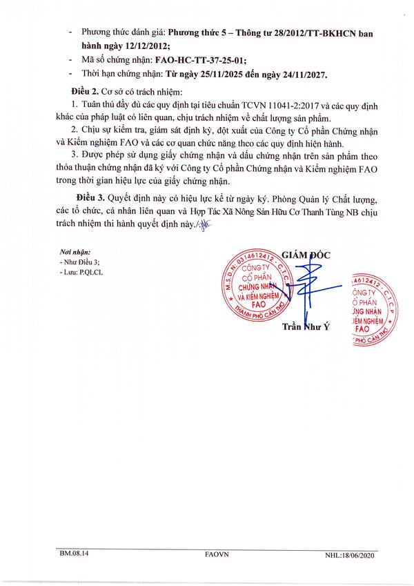Chứng nhận hữu cơ Organic